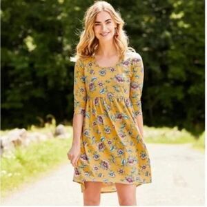 MATILDA JANE A Place in the Sun Dress Knit Floral Yellow 3/4 Sleeve Size XS